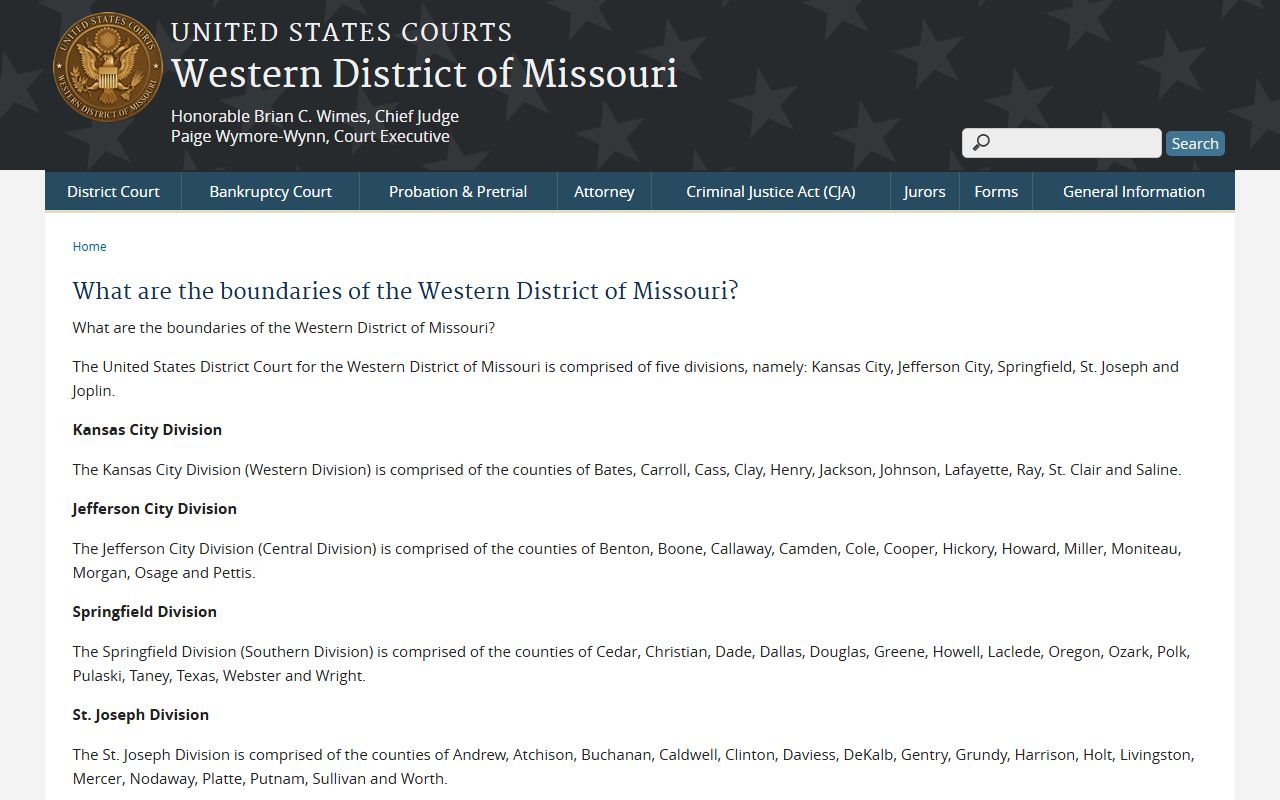 Stone County Circuit Court records and Western District of Missouri boundary information