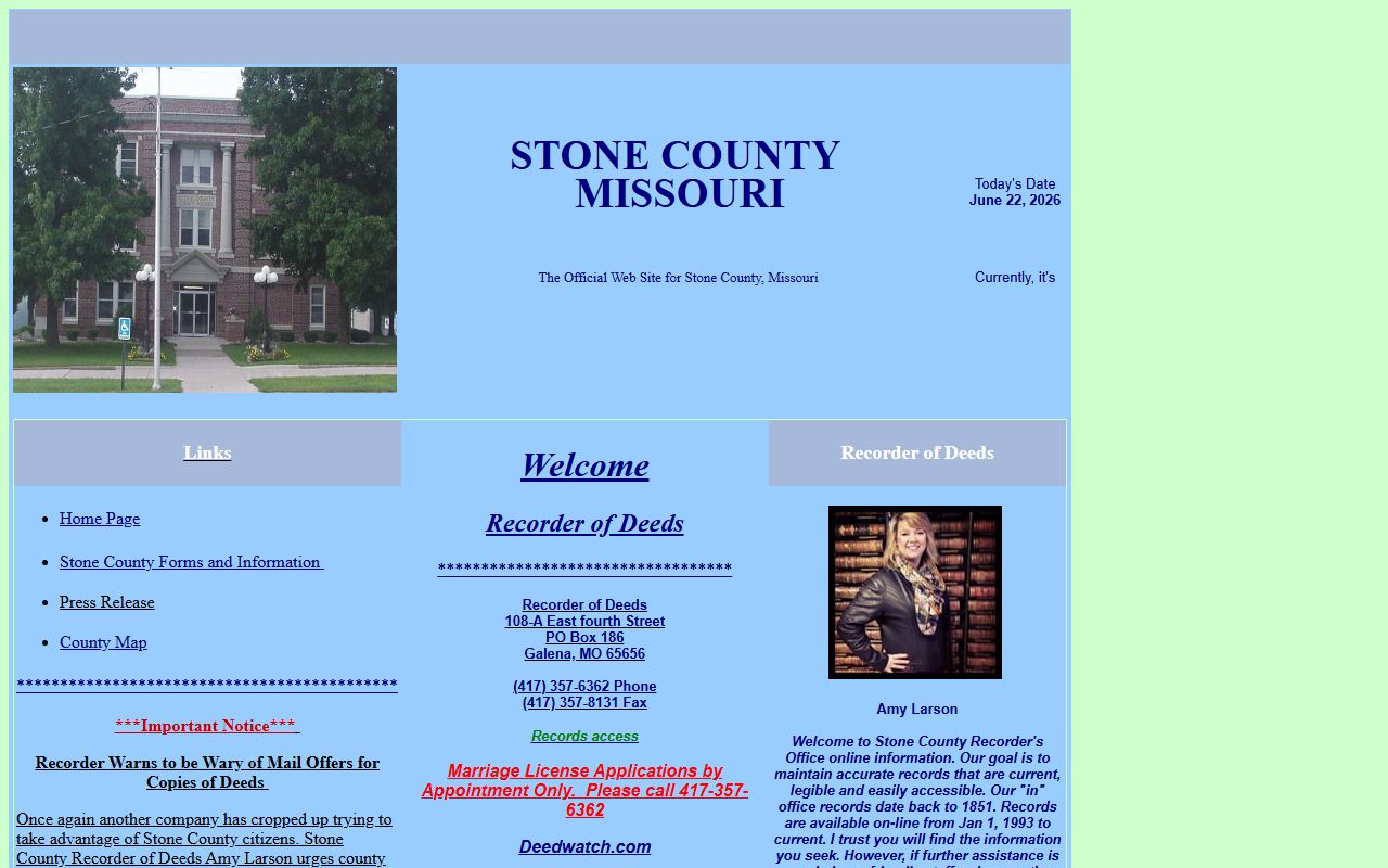 Stone County Circuit Clerk records and Recorder of Deeds marriage record distinction