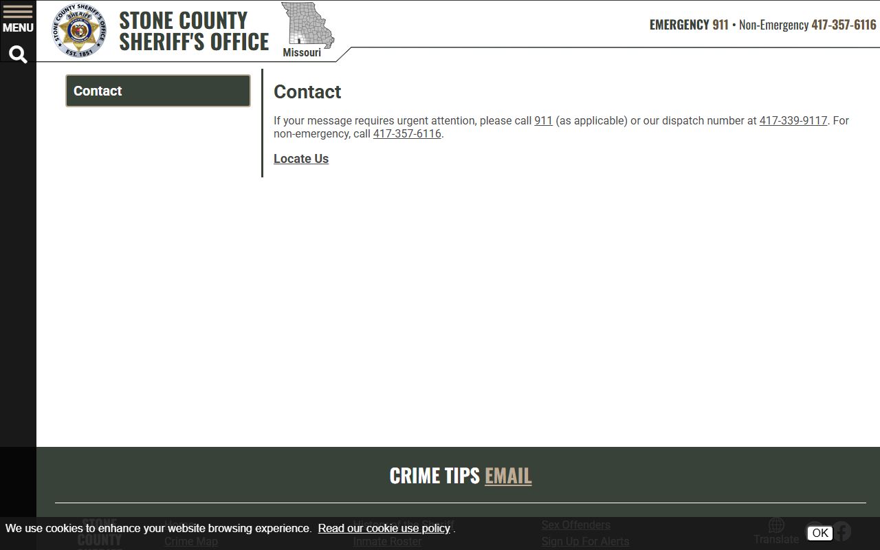 Stone County arrest records sheriff contact information