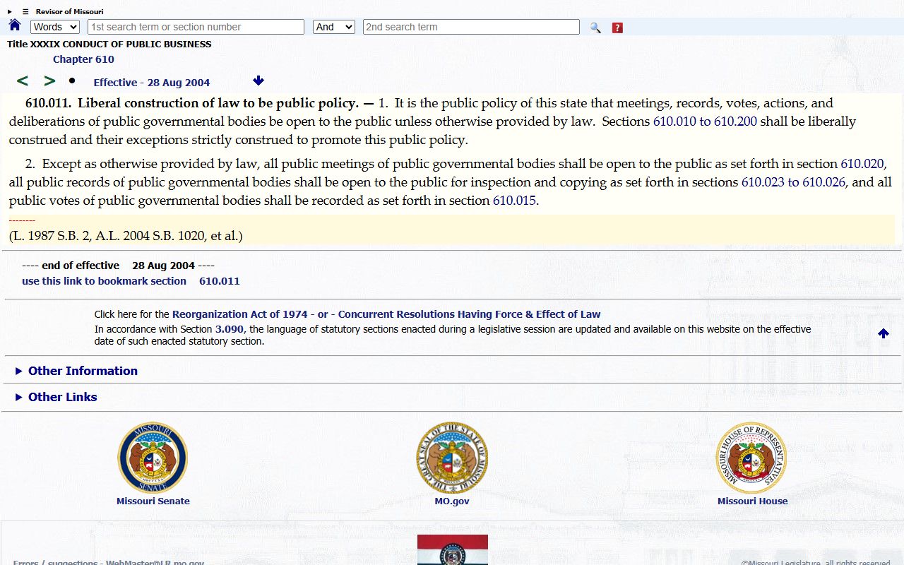 Stone County court records Missouri Sunshine Law access statute