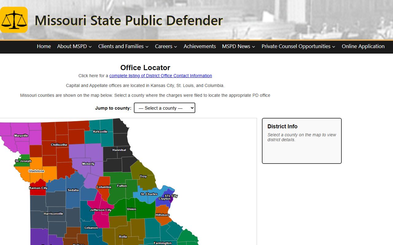 Stone County criminal court records Missouri State Public Defender office locator